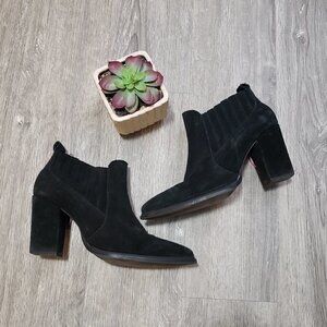 Zara Black Suede  Cowboy Western Booties Sz 41